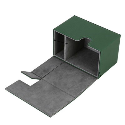 Boîte à cartes antipoussière 80+ Deck en cuir PU Boîte à cartes en cuir MTG avec plateau à dés